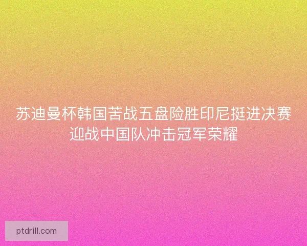 苏迪曼杯韩国苦战五盘险胜印尼挺进决赛迎战中国队冲击冠军荣耀